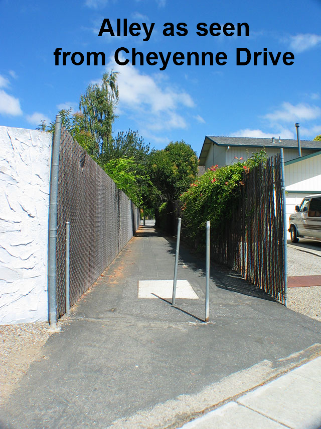 Alley as seen from Cheyenne Drive