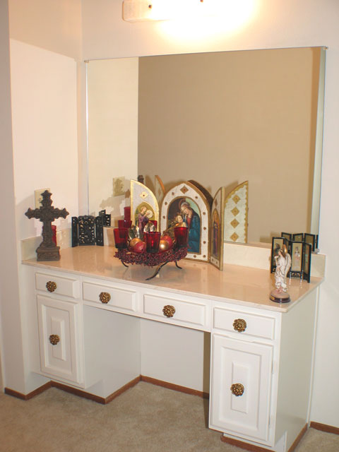 vanity in master bedroom